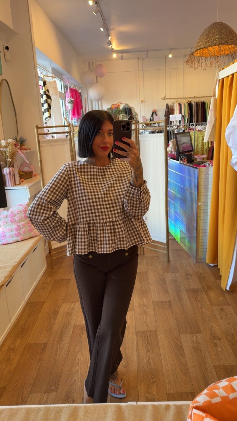 BLOUSE VICHY TAUPE   S/M