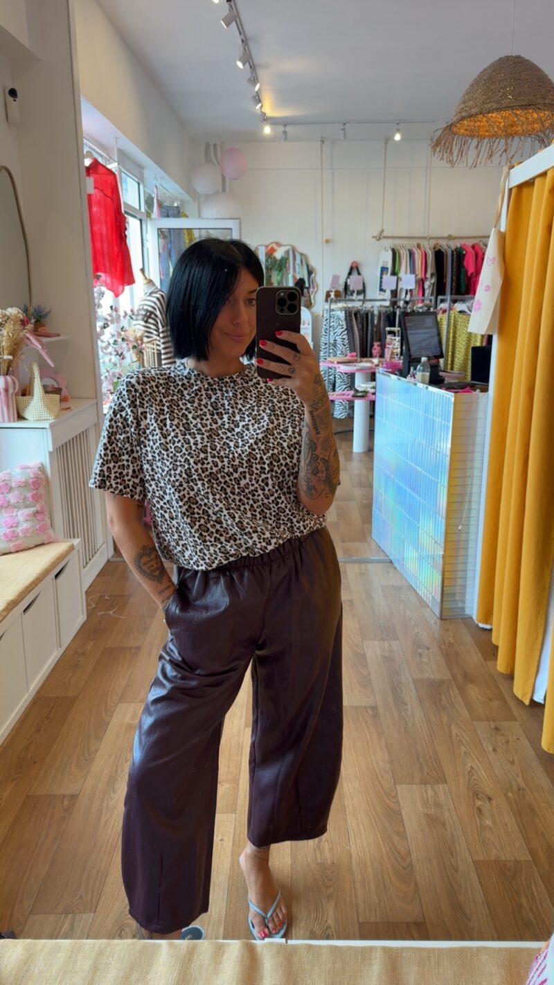 PANTALON BALLON CUIR BORDEAUX