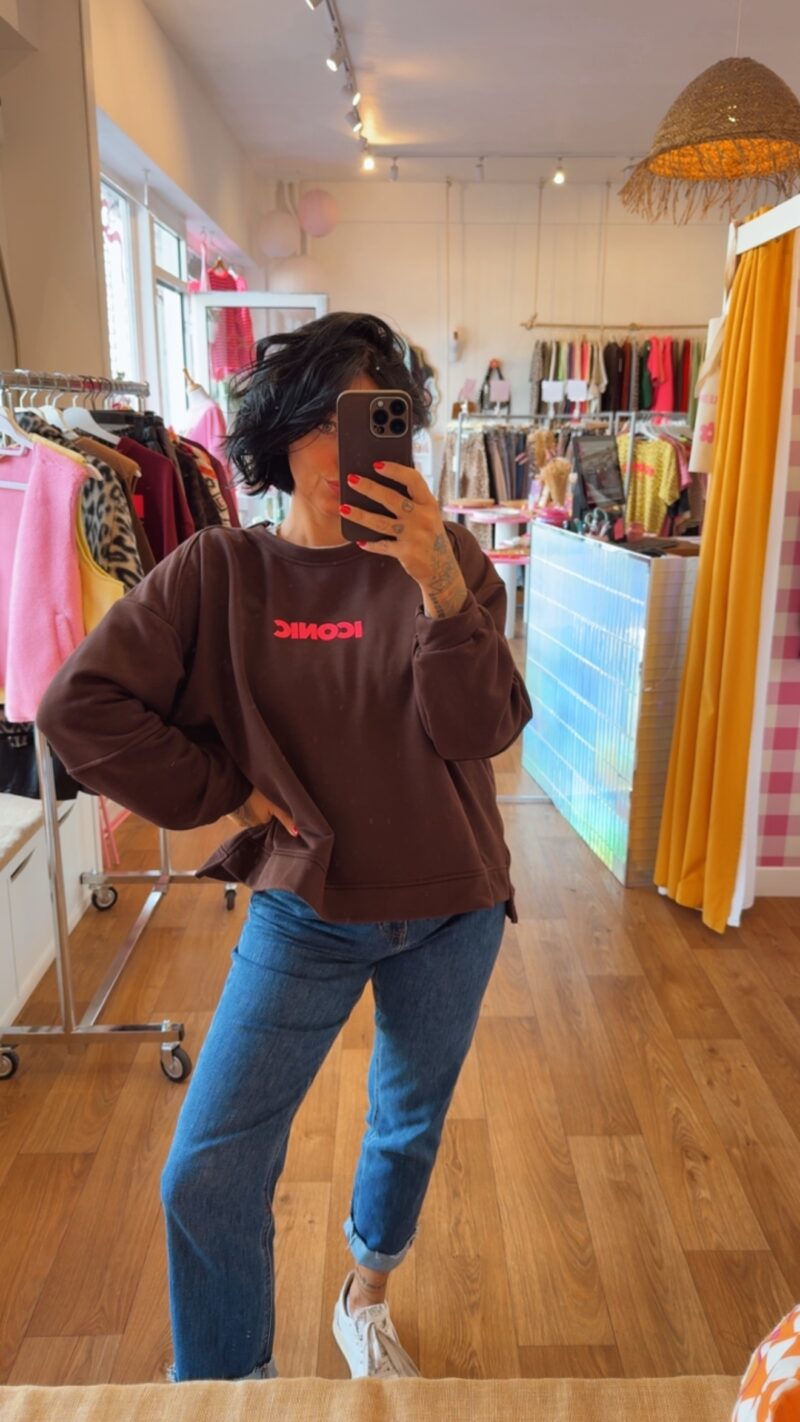 SWEAT OVERSIZE ICONIC CHOCOLAT