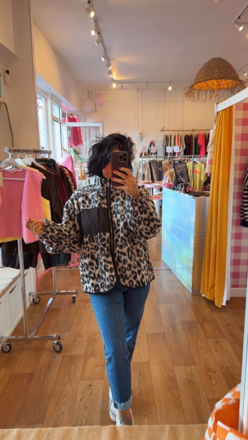 POLAIRE LEOPARD NOIR ZIP